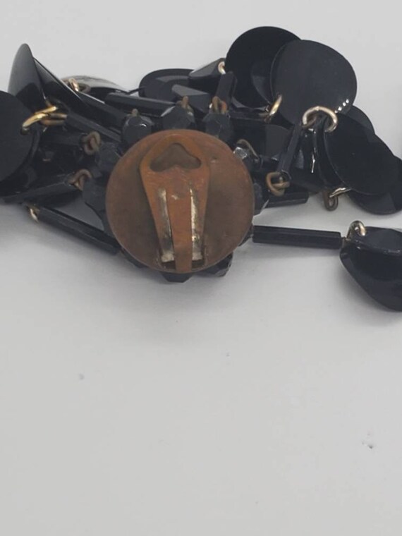 1940s Large Round Black Sequin Cluster Earrings - image 6