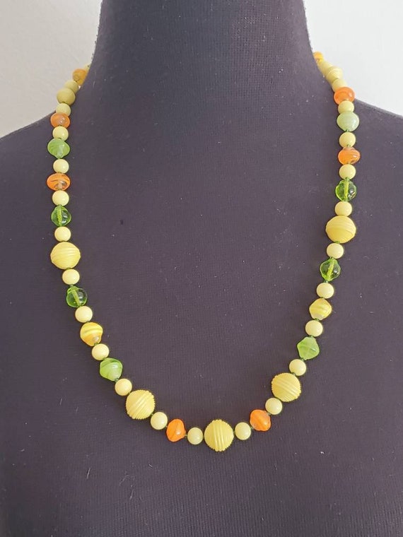 1960s French Orange Green And Yellow Glass Corrug… - image 1