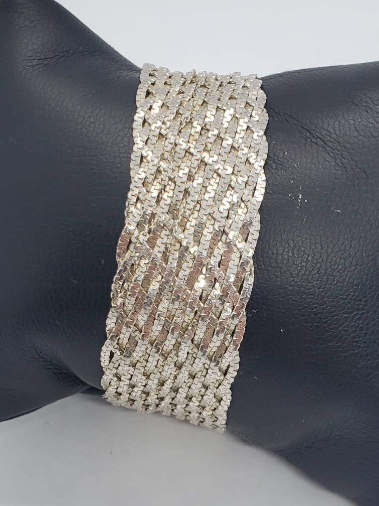 Vintage Sterling Silver S Chain Woven Mesh Bracelet Very Heavy - Etsy  Finland