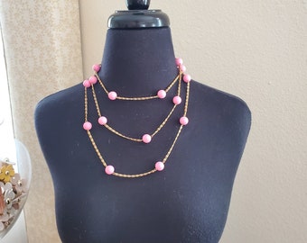 Vintage Pink Bead Necklace