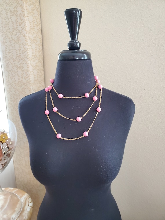 Vintage Pink Bead Necklace