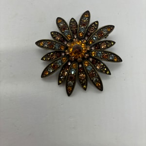 Joan Rivers Brooch Swarovski Crystal Multi Color Brooch Signed