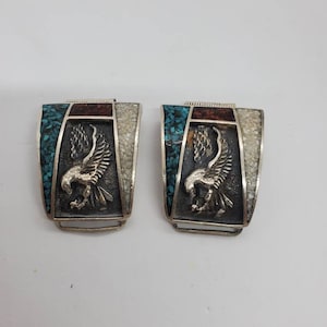 Navajo Sterling Silver Turquoise Red Jasper And Mother Of Pearl Farmer Men&#39;s Watch Band Zuni VERY RARE
