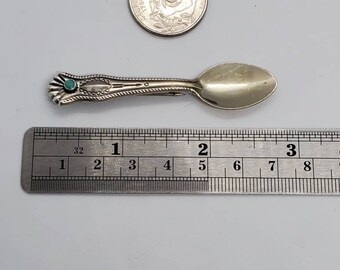 Fred Harvey 1930s Turquoise and Sterling Silver Spoon Brooch