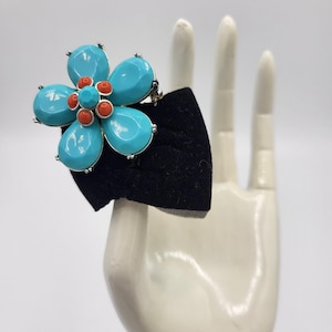 Faux Turquoise Flower Brooch