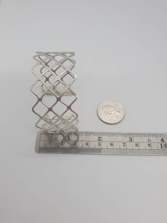 FAS Sterling Silver Open Weave Cuff Bracelet - image 7
