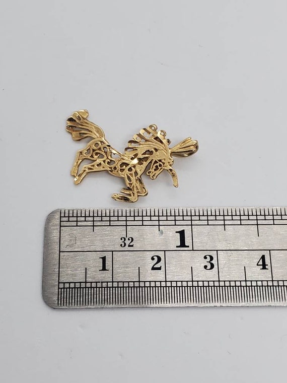 14 Karat Yellow Gold Filigree Unicorn Pendant - image 7