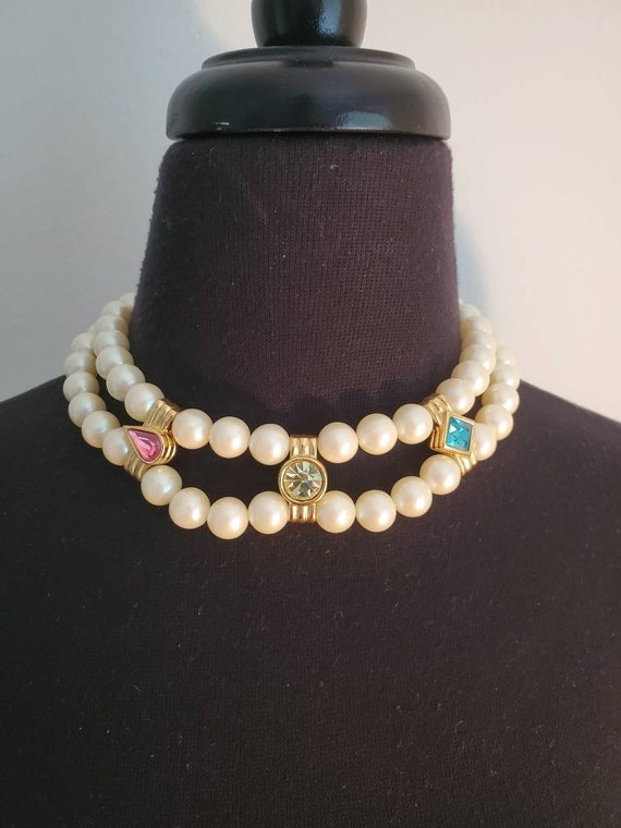 Vintage Givenchy Station Faux Pearl Necklace - The Jewelry Stylist