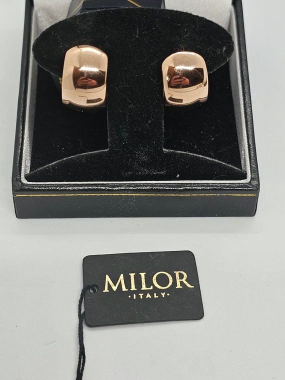 Milor 14 Karet Rose Gold Hoop Earrings Signed - image 4