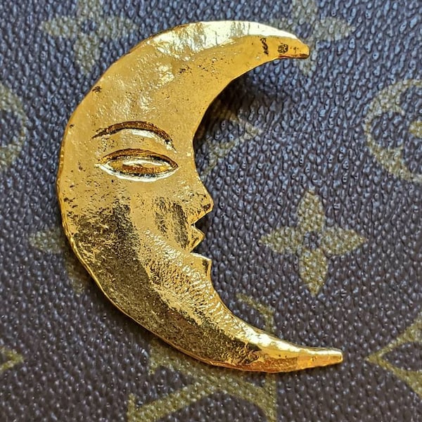 Carole Saint Germes Paris Half Moon Gilt Brooch VERY RARE