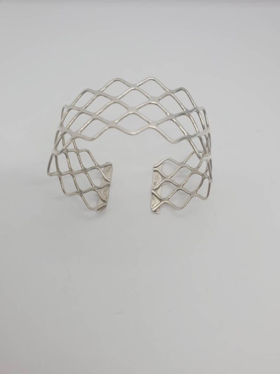FAS Sterling Silver Open Weave Cuff Bracelet - image 1
