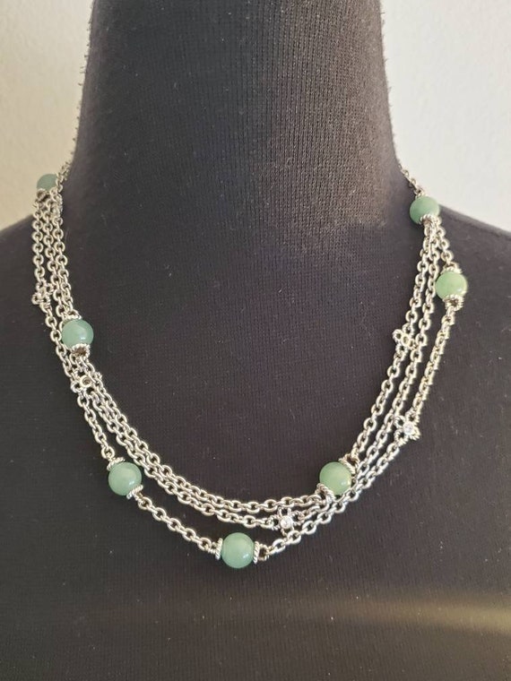 Judith Ripka Triple Strand Sterling Silver Jade An