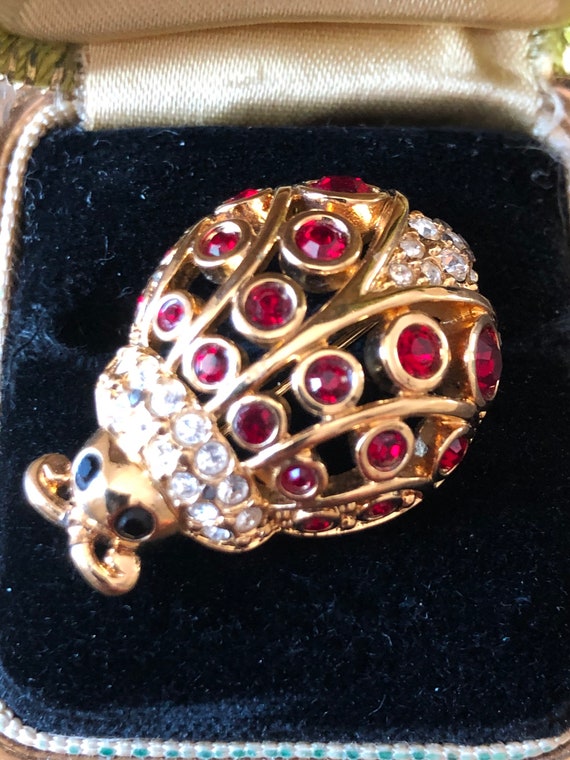 Swavorski Crystal Lady Bug Broach 1980s