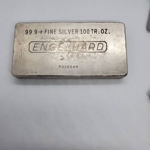 Engelhard 100 Troy Ounce 999 Fine Silver Bullion Bar Antique Vintage