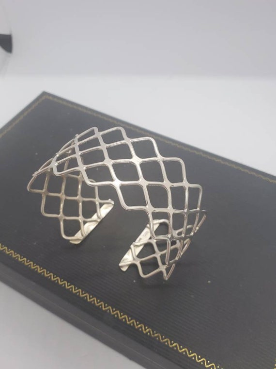 FAS Sterling Silver Open Weave Cuff Bracelet - image 3