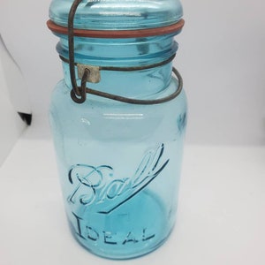 Ball Ideal Number 7 Blue Canning Jar With Lid