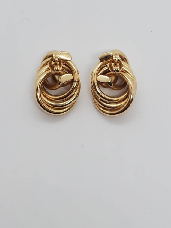 14 karat Yellow Gold Enterrlocking Circle Earring… - image 4