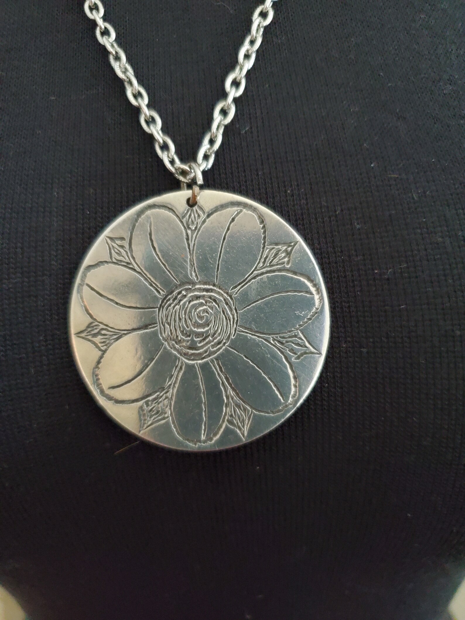 Vintage JP Finlay Pewter Flower Necklace Etsy