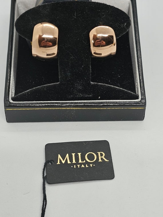 Milor 14 Karet Rose Gold Hoop Earrings Signed - image 3