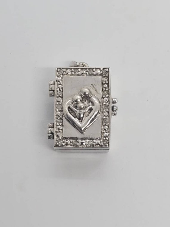 Estate Sterling Silver And Diamond Couples Heart Child Lockett Pendant
