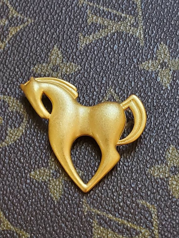 Liz Claiborne Horse Gold Tone Brooch Vintage