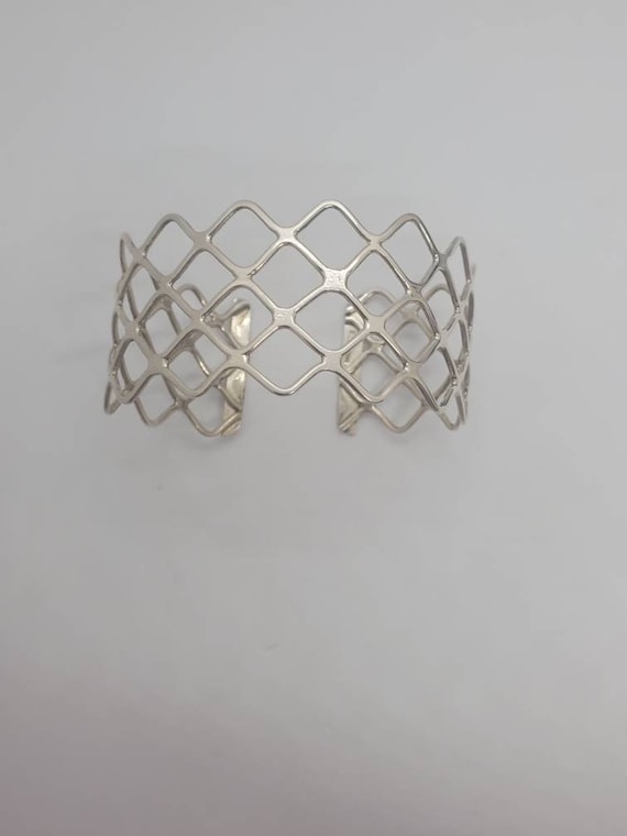 FAS Sterling Silver Open Weave Cuff Bracelet - image 2