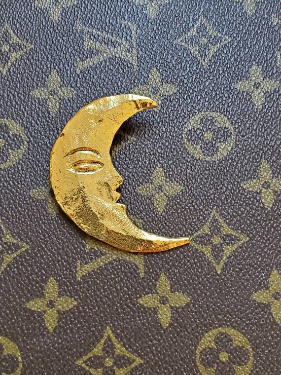 Carole Saint Germes Paris Half Moon Gilt Brooch V… - image 3