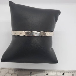 Vintage 1970s 7mm Wide Braided Sterling Silver Bangle Bracelet
