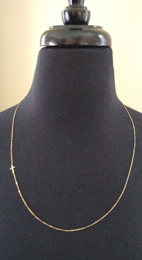 14k Yellow Gold Necklace with Cross - image 2