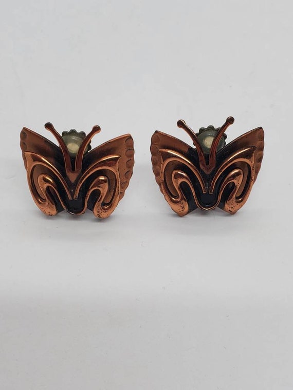 Renoir Copper Butterfly Clip On Earrings.  VERY RA