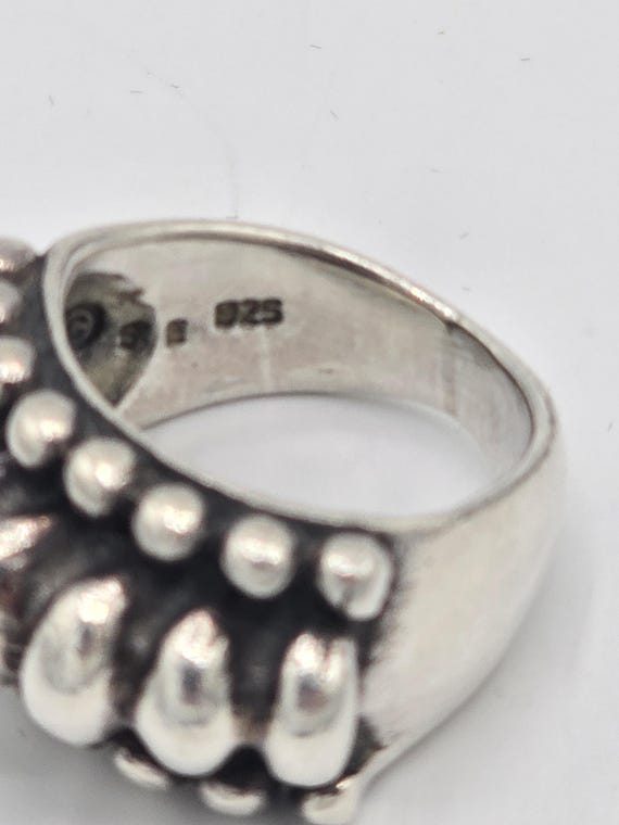 Ribbed Sterling Silver Statement Ring Size 6 - image 5
