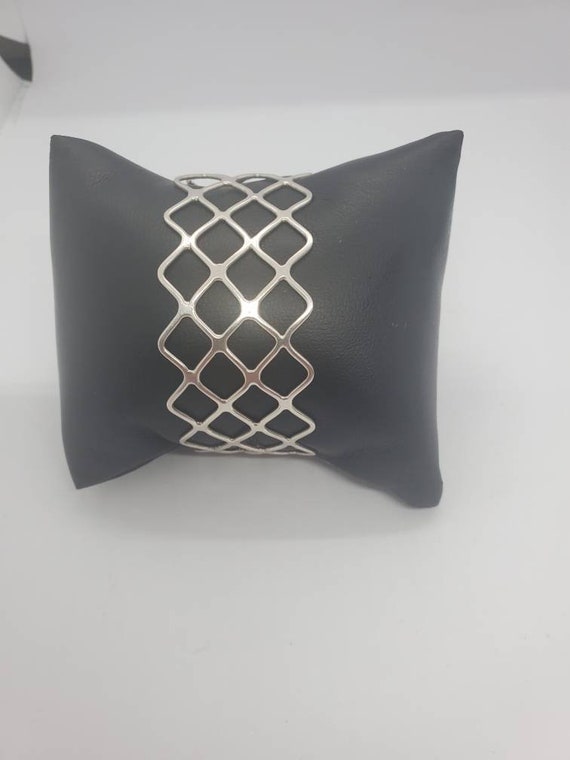 FAS Sterling Silver Open Weave Cuff Bracelet - image 5