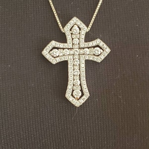 Diamond 3.51 Carats And Platinum Convertible Cross Pendant