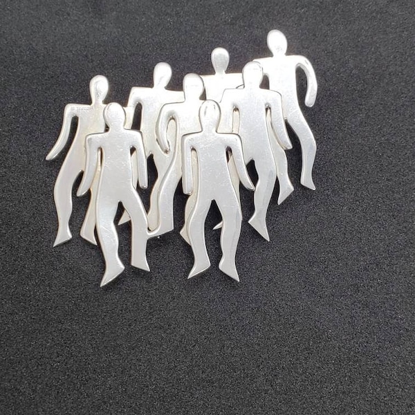 Taxco Vintage Sterling Silver Multiple People Brooch Pin Very Heavy