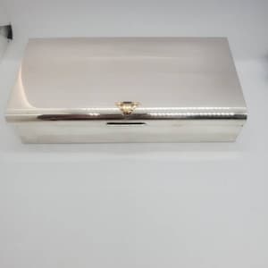 Cartier Sterling Silver With 18 Karat Yellow Gold And Sapphire Details Art Deco 3 Section Jewelry Box Signed VERY RARE