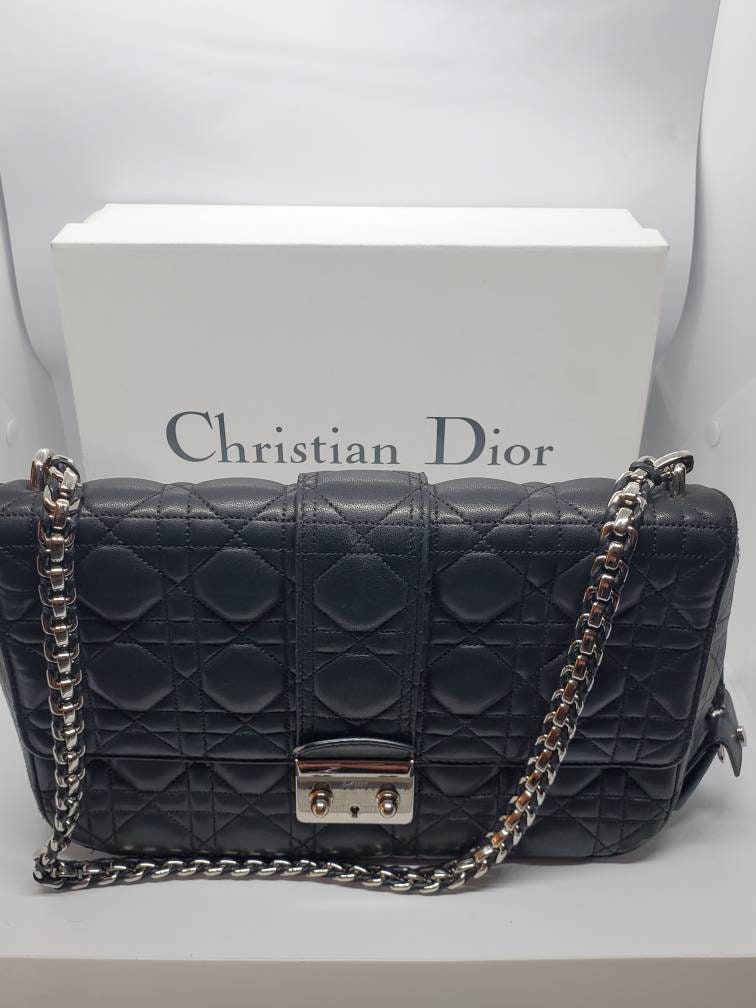 Christian Dior Cannage Lady dior Padlock Charm Bucket Totebag Black Vintage  txf4va