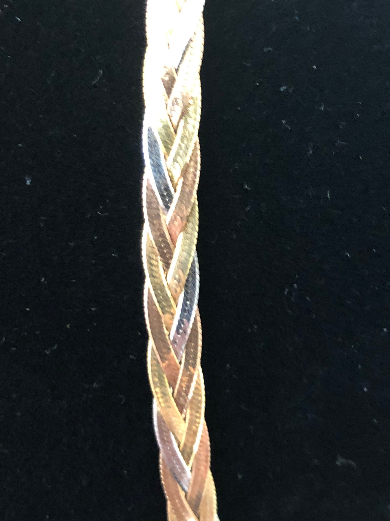 16 10 Karat Gold Tri Color Braided Herringbone Chain Etsy