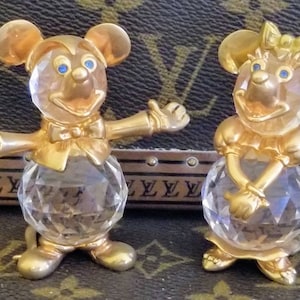 Swarovski Crystal Trimlite Mickey and Minnie Figurine Set VERY RARE
