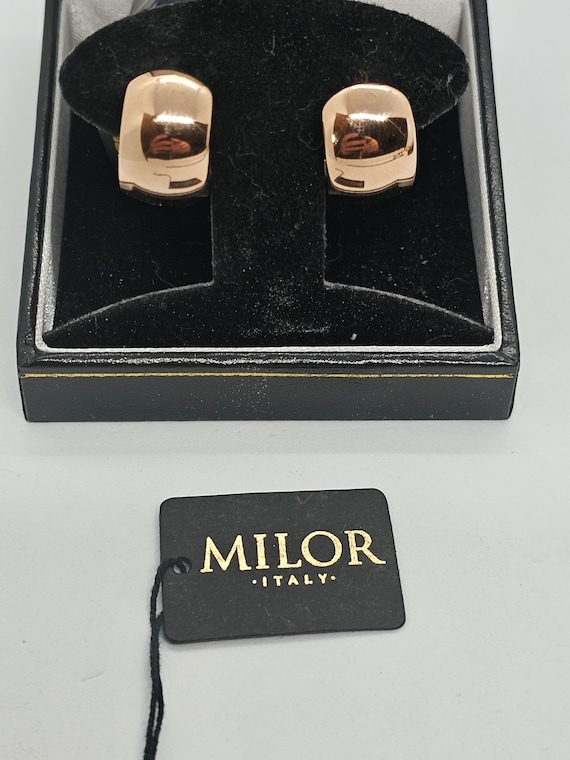 Milor 14 Karet Rose Gold Hoop Earrings Signed - image 5