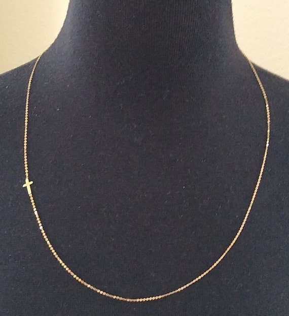 14k Yellow Gold Necklace with Cross - image 1