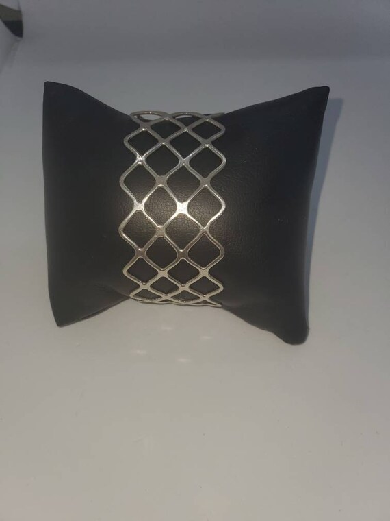 FAS Sterling Silver Open Weave Cuff Bracelet - image 6
