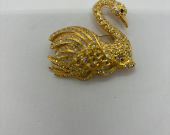 Nolan Miller Gold Tone Crystal Brooch