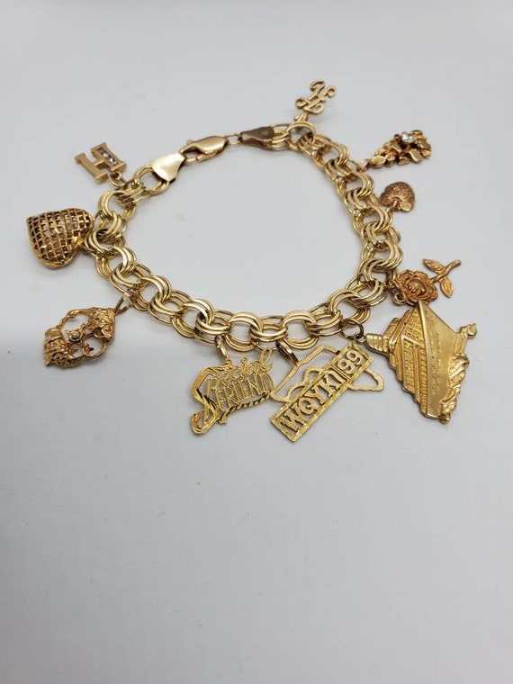 Vintage 14 karat gold on sale charm bracelet