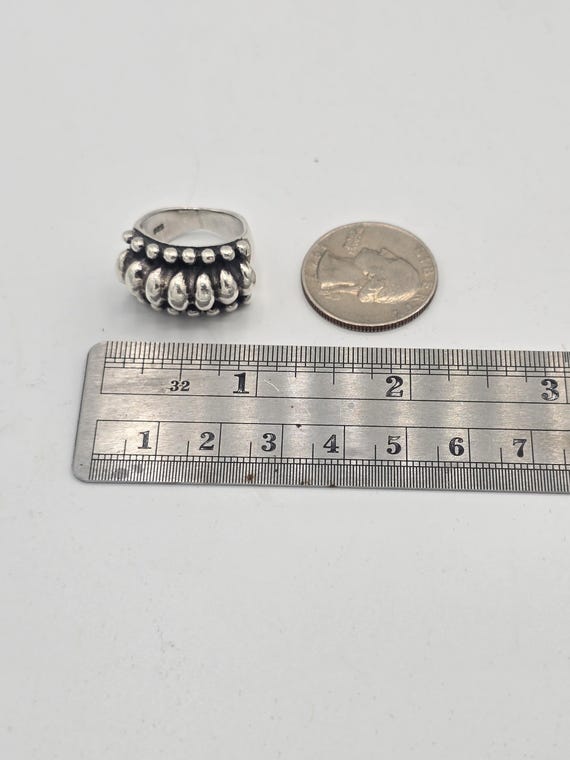 Ribbed Sterling Silver Statement Ring Size 6 - image 6