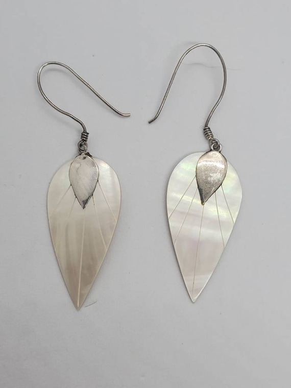 White Abalone And Sterling Silver Teardrop Shaped 