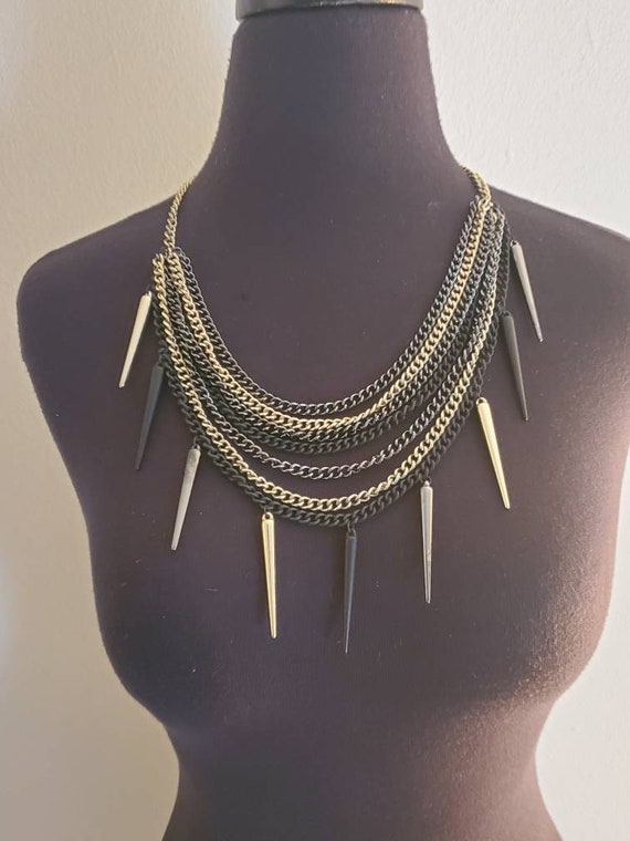 Vintage 1970s Gold Tone Black And Hematite Colored