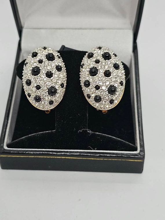 SWAROVSKI Earrings Crystal Black Rhinestones Gold 