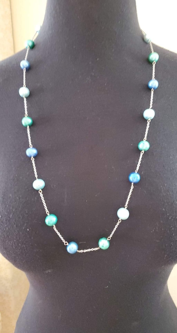 Freshwater Pearl And Sterling Silver Shades of Blu