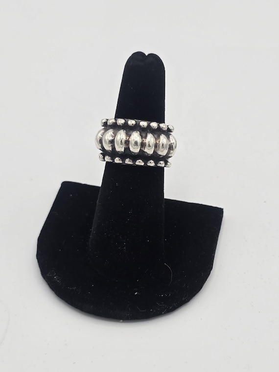 Ribbed Sterling Silver Statement Ring Size 6 - image 2