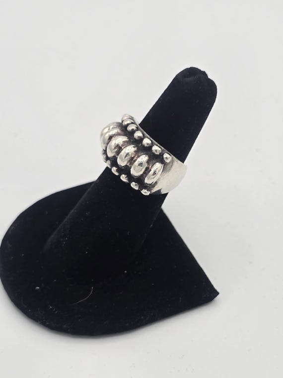 Ribbed Sterling Silver Statement Ring Size 6 - image 3